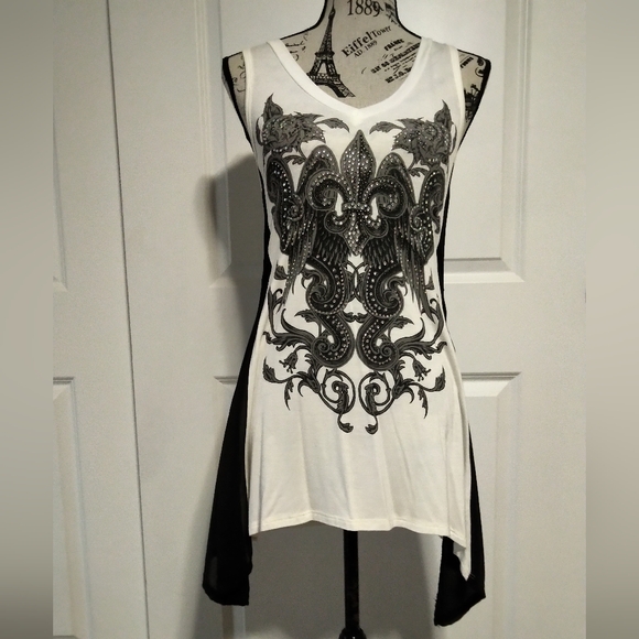 Vocal Black & White Designer Top - Picture 1 of 4